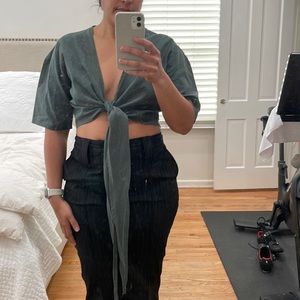 Oak + Fort Wrap Cropped Shirt